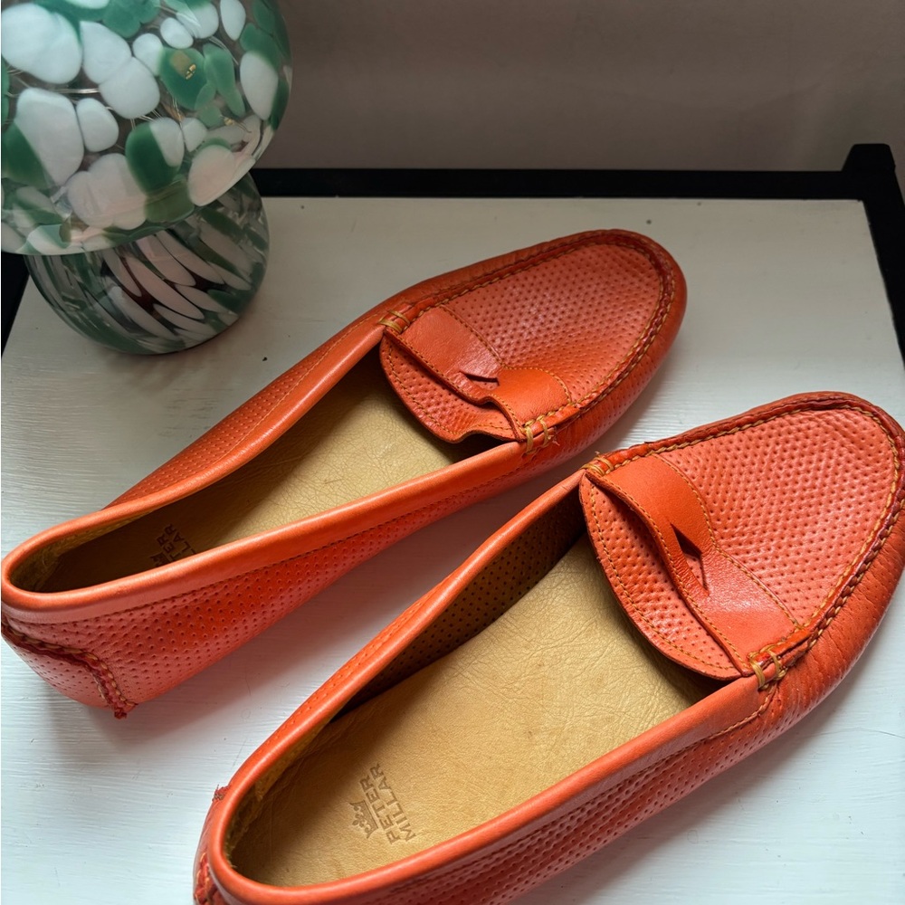 Orange Leather Loafers